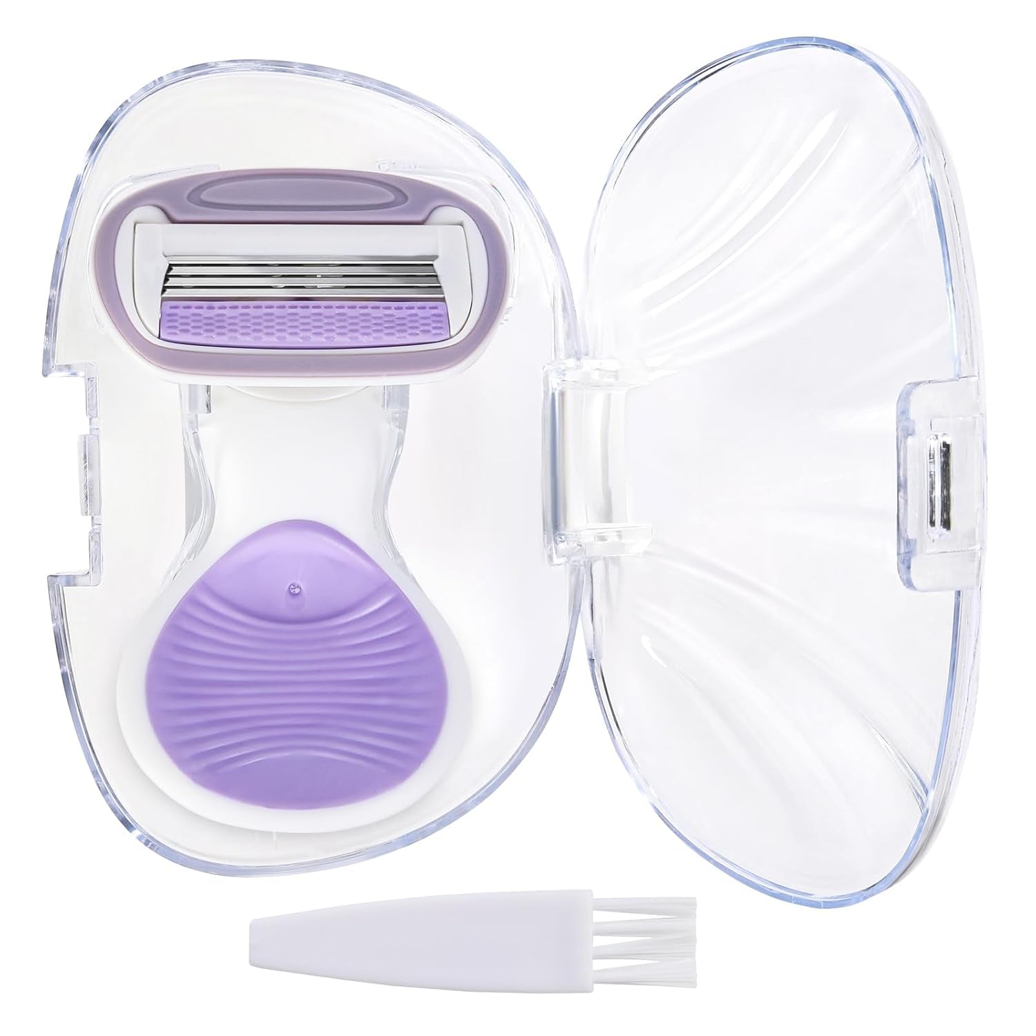Women'S Shaving Razor Carry-On Razor, 1 Shaving Razor + 1 Cleaning Brush + 1 Travel Case, Great Addition to Toiletries, Purple