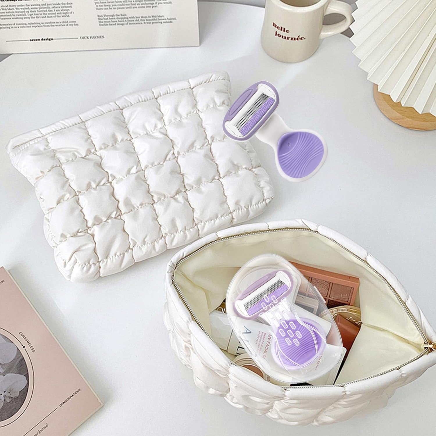 Women'S Shaving Razor Carry-On Razor, 1 Shaving Razor + 1 Cleaning Brush + 1 Travel Case, Great Addition to Toiletries, Purple