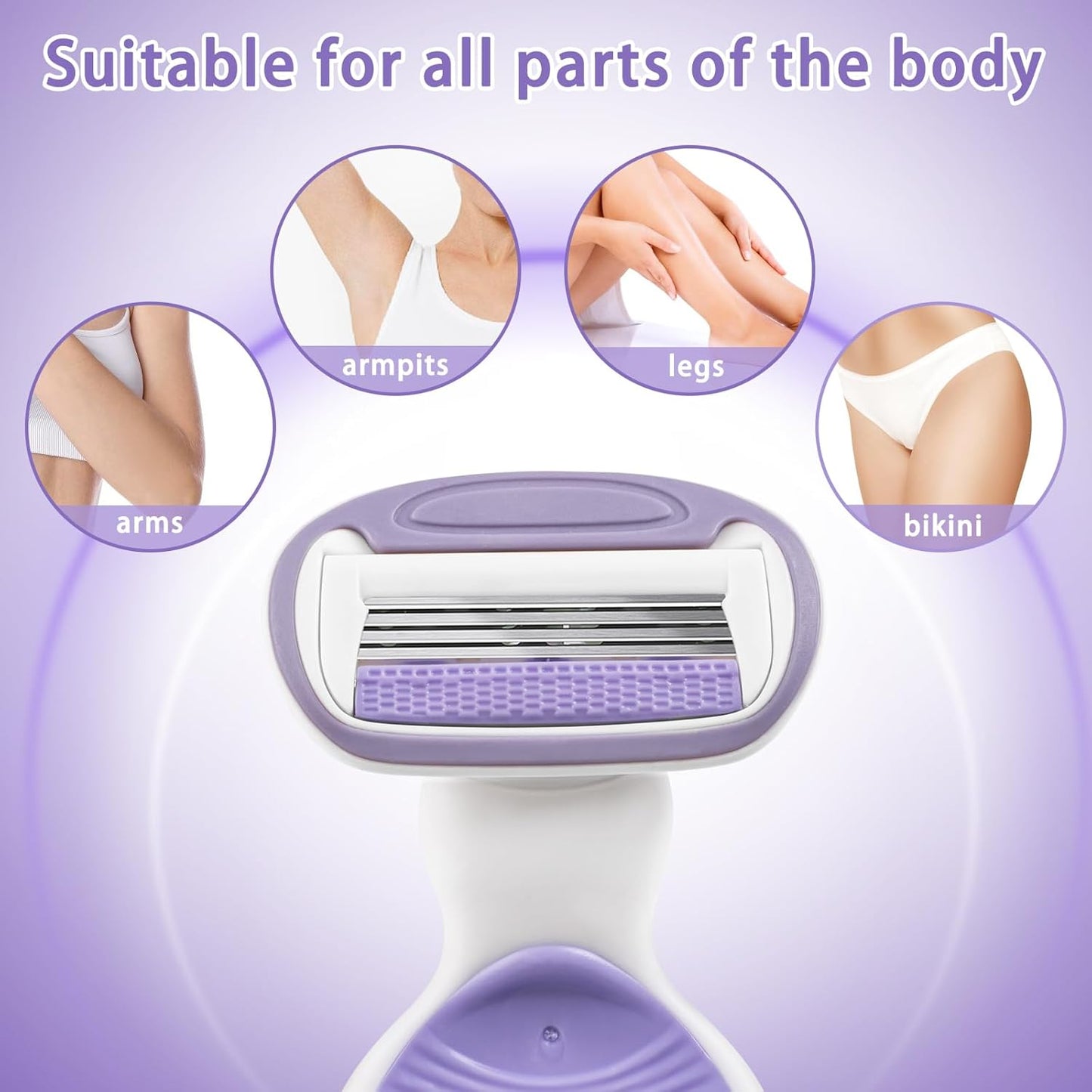 Women'S Shaving Razor Carry-On Razor, 1 Shaving Razor + 1 Cleaning Brush + 1 Travel Case, Great Addition to Toiletries, Purple